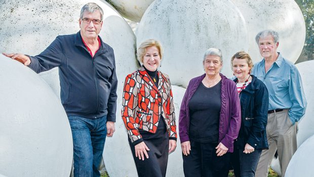 Station planners: The Frankston Community Coalition’s (from left) Peter Patterson, Christine Richards, Jenny Hattingh, Trudy Poole and Trevor Knock have a plan to sculpt Frankston station’s surrounds. Sixth member Ken Rowe not pictured. Picture: Gary Sissons