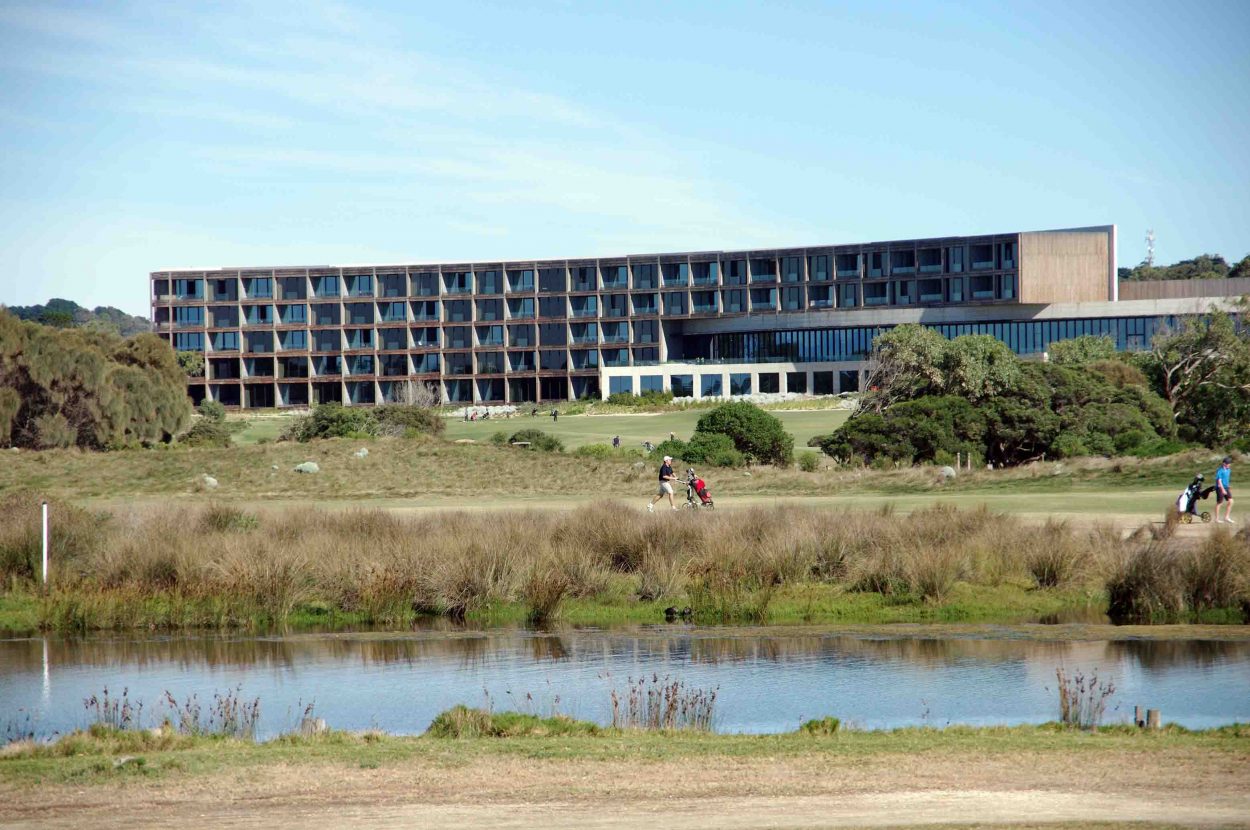 West Coast style: The RACV’s golfing resort at Torquay dominates the landscape.