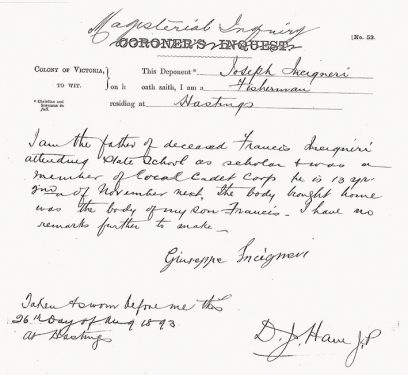 The affidavit provided by Giuseppe to the Magesterial Inquiry