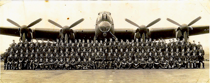 The 57 Squadron, Scampton, 1943. Keith is tenth from the right, second row.