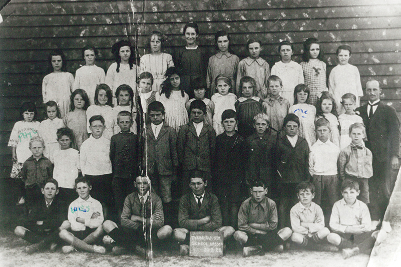 Tyabb Railway Station State School. Wes Clarke second from left, front row. Phyllis first on left, third row. Eileen, third from right, third row.