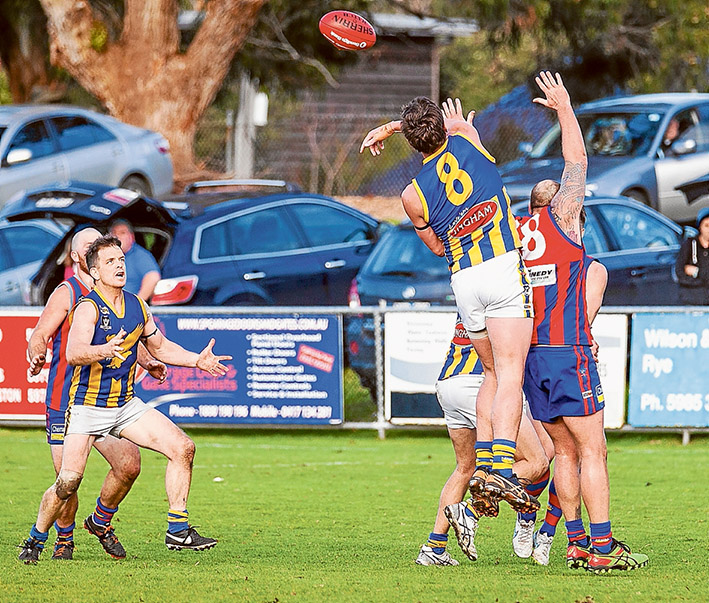 Up and at them: Somerville defeated Rye, above, while Hastings were all over Crib Point to ease to a 115-49 victory. Pictures: Andrew Hurst