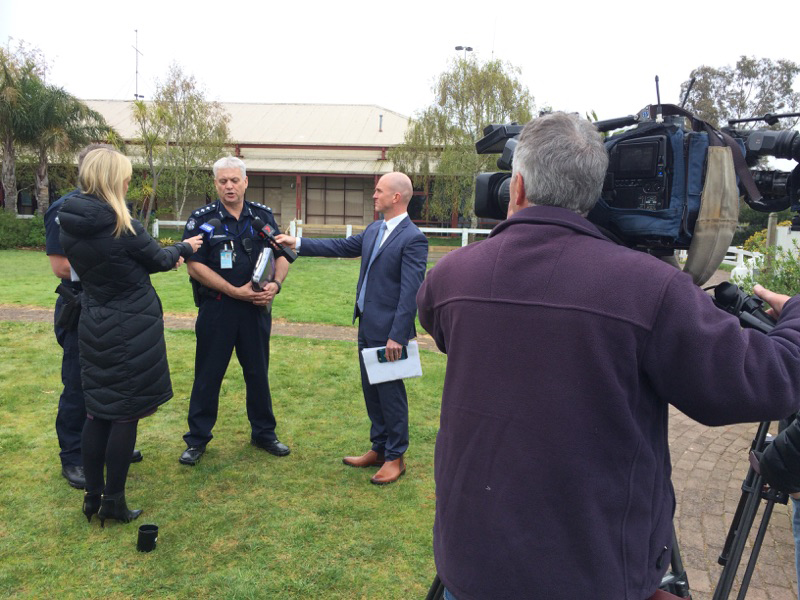 Boating accident: Police speak to waiting media after the overnight drowning. Picture: Gary Sissons
