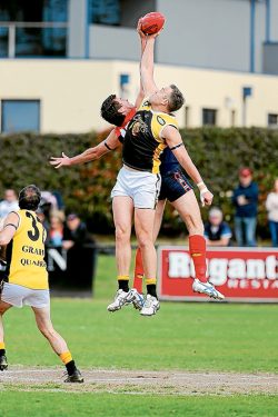 Up and about: Frankston YCW posted a 22-point win over Mt Eliza to book a spot in the Peninsula League Grand Final. Mt Eliza will now play Mornington in the Preliminary Final. Picture: Gary Bradshaw