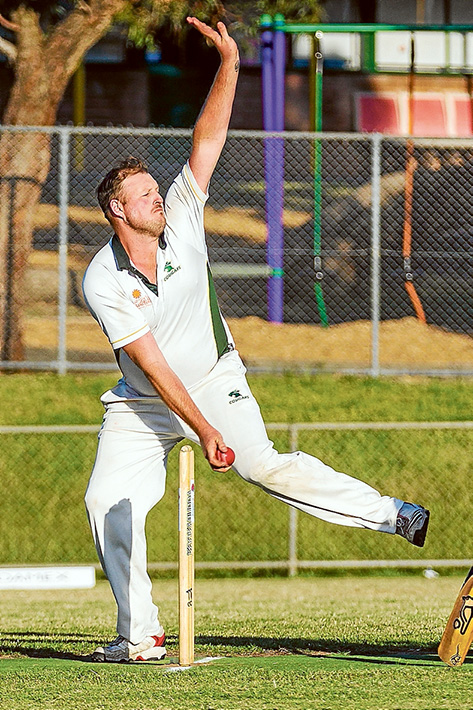 Bowling action: Carrum Downs took the battle to Ballam Park. Picture: Andrew Hurst