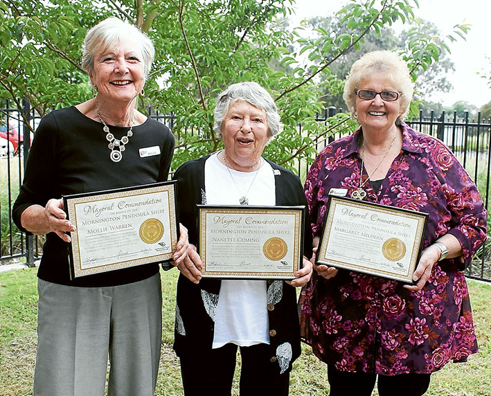 In for the long haul: Mollie Warren, Nanette Cuming and Margaret Mildern are the rock on which to build a community service.