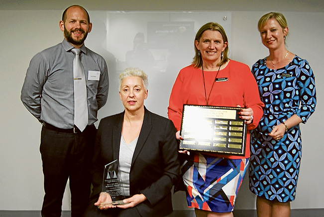Thanks, volunteers: Kath Neilsen Memorial Award winner Amanda Graham, second from left, with Maurice Blackburn lawyer Travis Fewster, CEO Jackie Galloway and Volunteers & Education general manager Andrea Staunton.