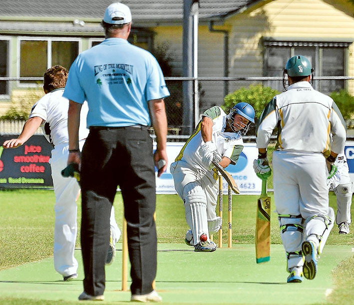 Collapse: Carrum Downs has already lost its match against top of the table Dromana after they were rolled in 36 overs for just 48 runs. Picture: Rab Siddhi
