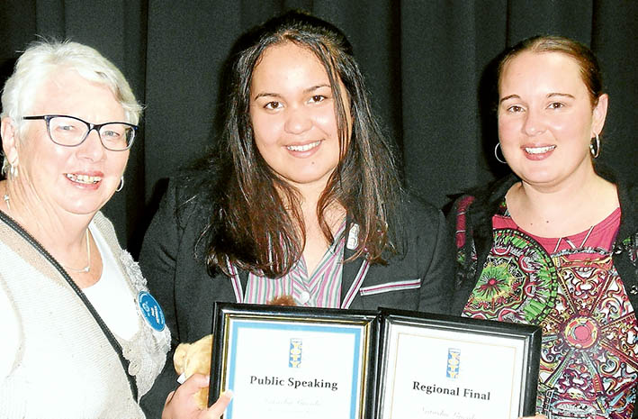 Winner’s smile: Youth of the year chairperson Pam Newman, Ikeylia Cowan, and her mother Theresa.