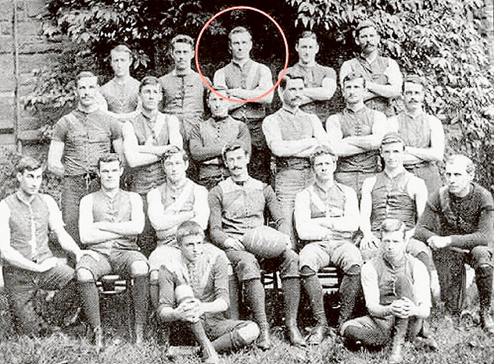 Pompey (circled) as a member of Ormond College football team.
