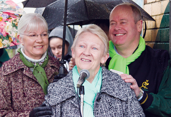 Unforgetable memories: Bridget O’Toole is flanked by Lisa Dixon and Councillor David Garnock.