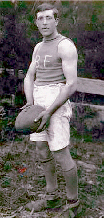 BF: Bert “Pompey” Francis in the personalized Hastings jumper for which he received much ribbing from his team mates.