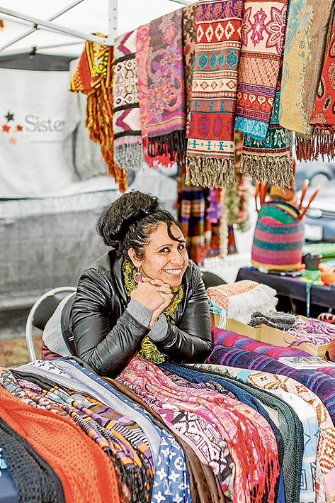 Ana Maria runs a colourful stall at Mornington’s Wednesday market under the auspices of SisterWorks.