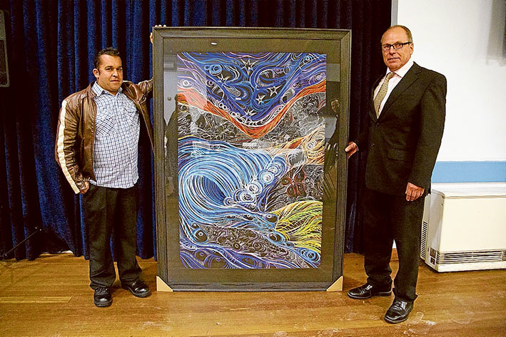 Wave to Wonga: A painting presented to the shire council to mark a decade of its support of Reconciliation was inspired by surrealist Salvador Dali. Pictures courtesy Mornington Peninsula Shire