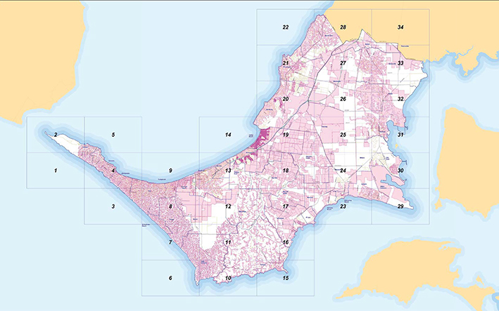 Flood map: The pink areas show land where flooding may take place under extreme weather conditions.