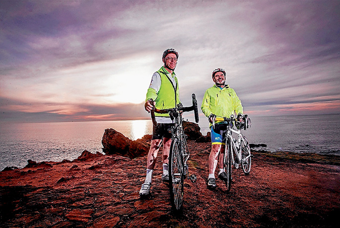 Darwin bound: Stan Proctor and Mike McKenzie are riding their bikes to Darwin to raise awareness and money for arthritis research. Picture: Meredith O’Shea