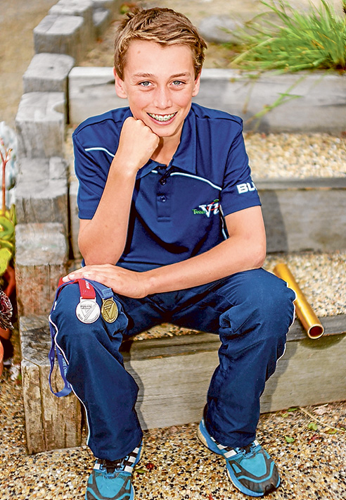 On your marks: Aiden Hinson is rarin’ to go at this week’s national athletics championships. Picture: Yanni