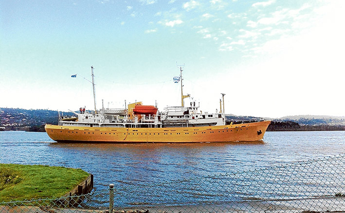 All tied up: The Wyuna, top, has been refitted and made seaworthy to be brought from Tasmania to Victoria but there is no berth available. The submarine Otama, below, is already in Western Port but unable to be brought ashore at Hastings because of a mixture of red tape, planning rules and lack of money. The two vessels are the planned centrepiece of the Victorian Maritime Centre.