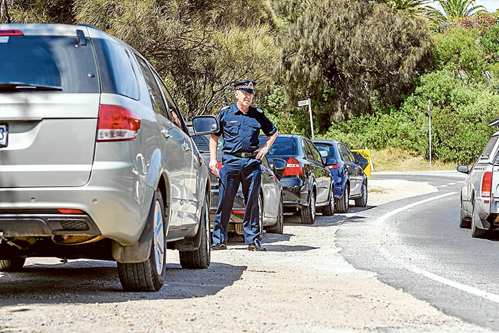 Inherent dangers: Senior Sergeant Brett Coloe is concerned about pedestrian safety at The Esplanade, Mt Martha, hotspot. Picture: Yanni