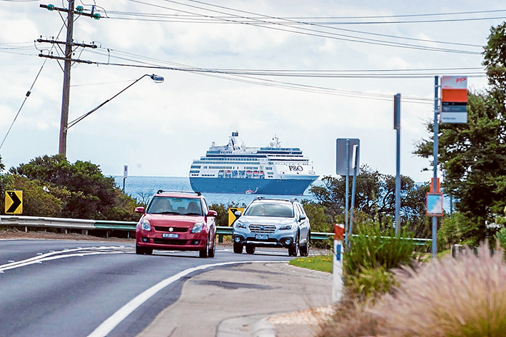 Ship ahoy: There’s more to be made from cruise ship passengers, according to at least one market stallholder, although the Chamber of Commerce is happy the way things are. On Saturday the Pacific Eden seemed to be parked just off The Esplanade. Picture: Keith Platt