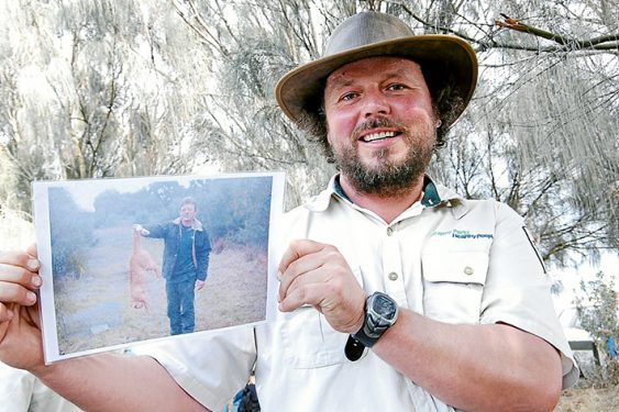 Wild catch: In February 2013 French Island National Park ranger Dave Stevenson, above, showed The News a photograph of a 5.5-kilogram cat, one of 700 ferals he said were caught over the previous three years. The cats were killing native animals and were blamed for the failure of a program to introduce bandicoots to the island. Below, a map showing where KFC-baited traps were set for cats in 2015. The take away food is used because of its longevity.