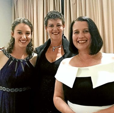 Big night: Merricks Pony Club president Natasha Keetley, vice-president Roberta Clark and award winner Lauren Clark at the presentations.