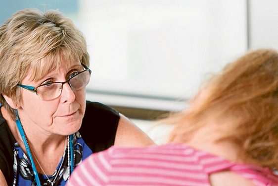 Watchful eye: Peninsula Health breast care Nurse Rhonda Barnes with a client.