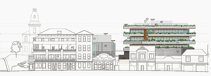 Artist’s impression: A sketch by Nepean Historical Society member Gary Naughton of how the redeveloped Continental Hotel could appear.