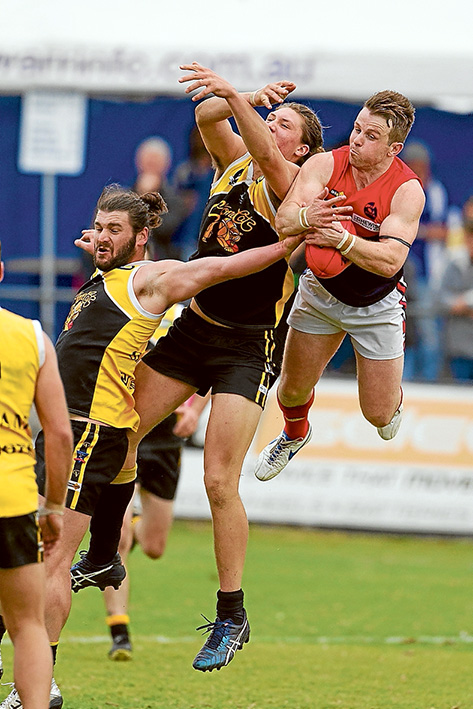 High five: Despite being pushed by Mt Eliza, Frankston YCW got across the line by five points. Picture: Scott Memery