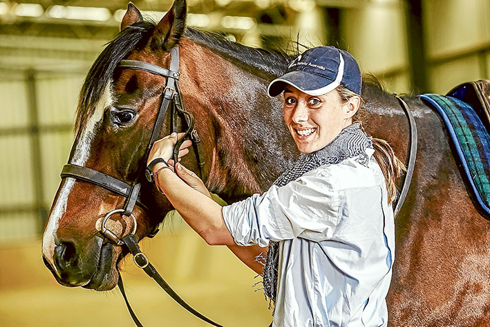 School’s in: Horse trainer Lara Poynton and her brumby VBA Sansa in training for the Australian Brumby Challenge.