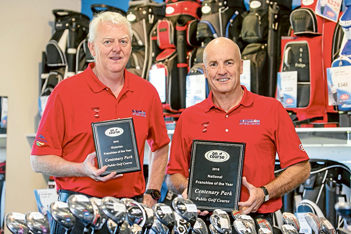 On par excellence: (l to r) Warren Young and Steve Montgomerie with their awards for Franchise of the year.