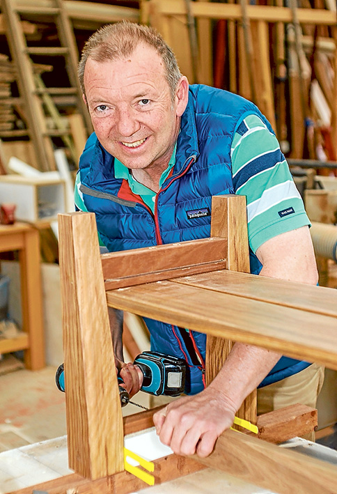 Back to business: Tim Rodgers, a Mornington Peninsula Shire councillor for 11 years, at work in his furniture-making factory, Rye. Picture: Yanni 