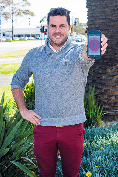 ’appy times: Anthony Cincotta show off his new app, ifloc. Picture: Jarryd Bravo