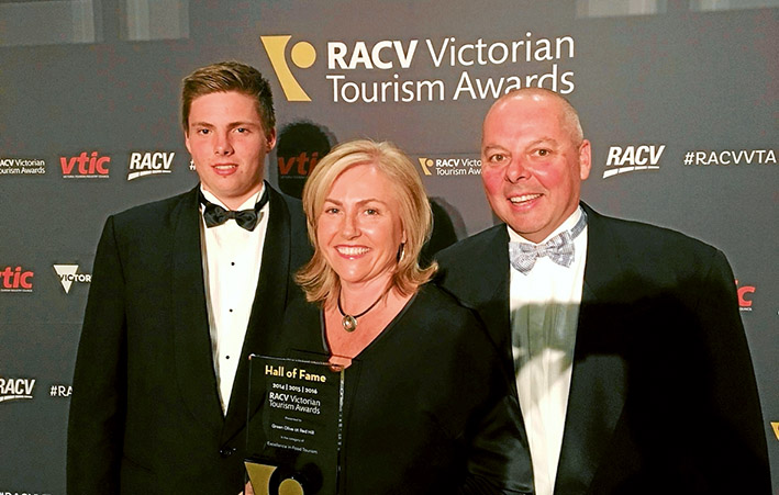 Food excellence: Greg, Sue and Sam from Green Olive at Red Hill, which won the Excellence in Food Tourism Award and now enters the RACV Victorian Tourism Awards Hall of Fame