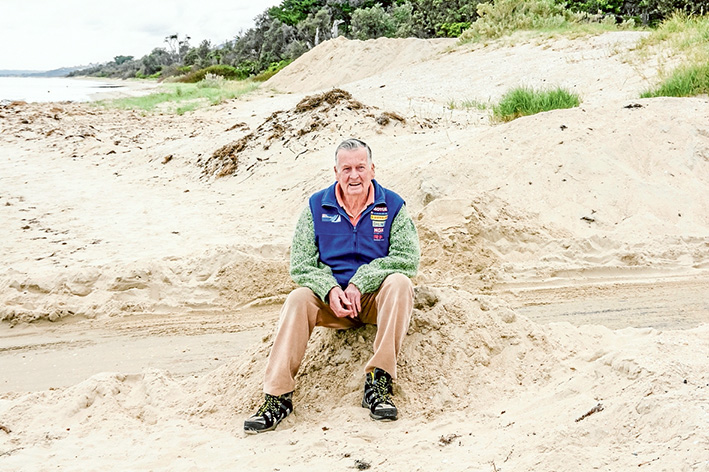 Shifting sands: Ken Tainton says sand removed from the boat ramp at Tootgarook should be taken further down the beach to avoid it being blown back to where it came from.