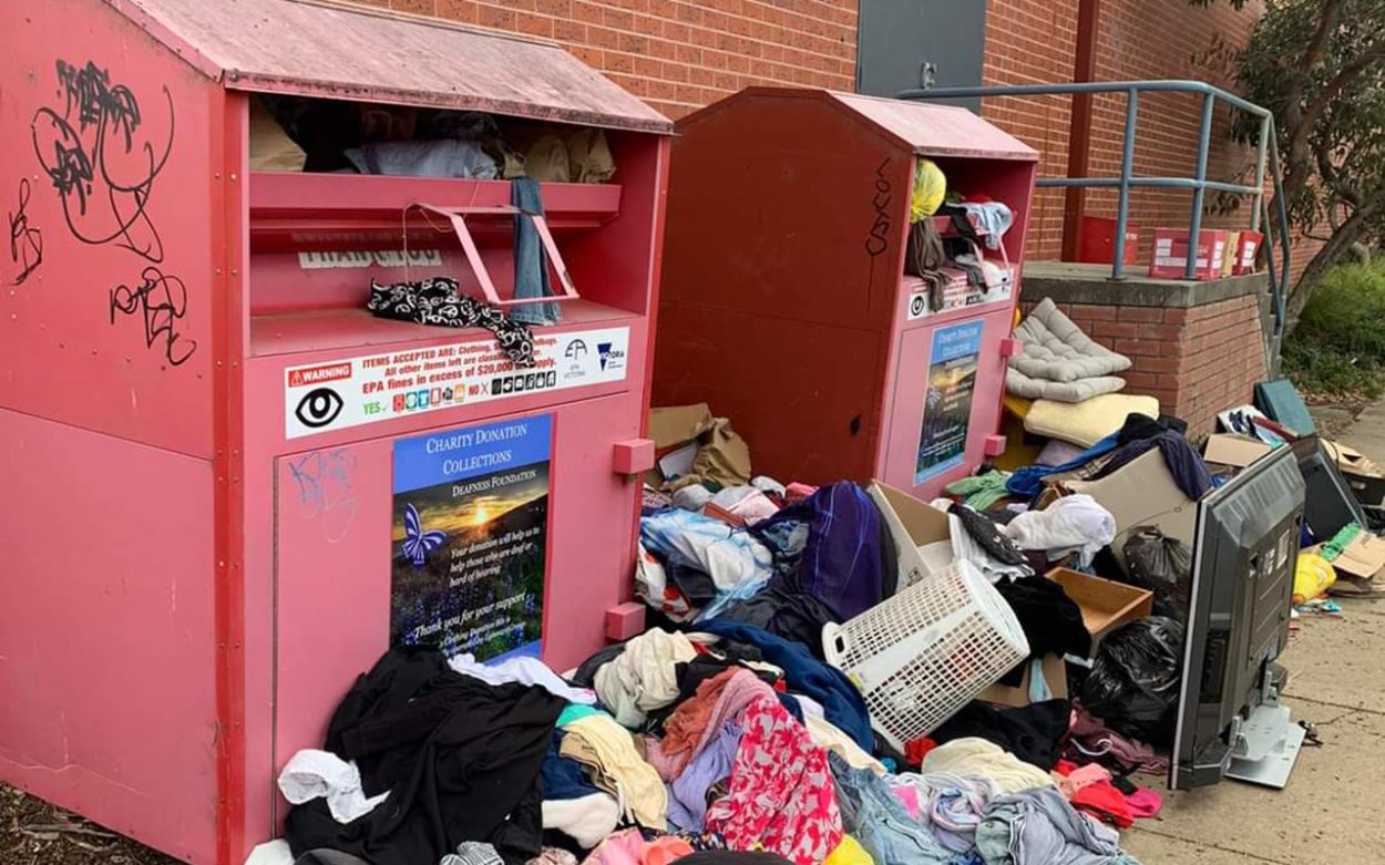 Charity bins overflowing with dumped donations in Hastings