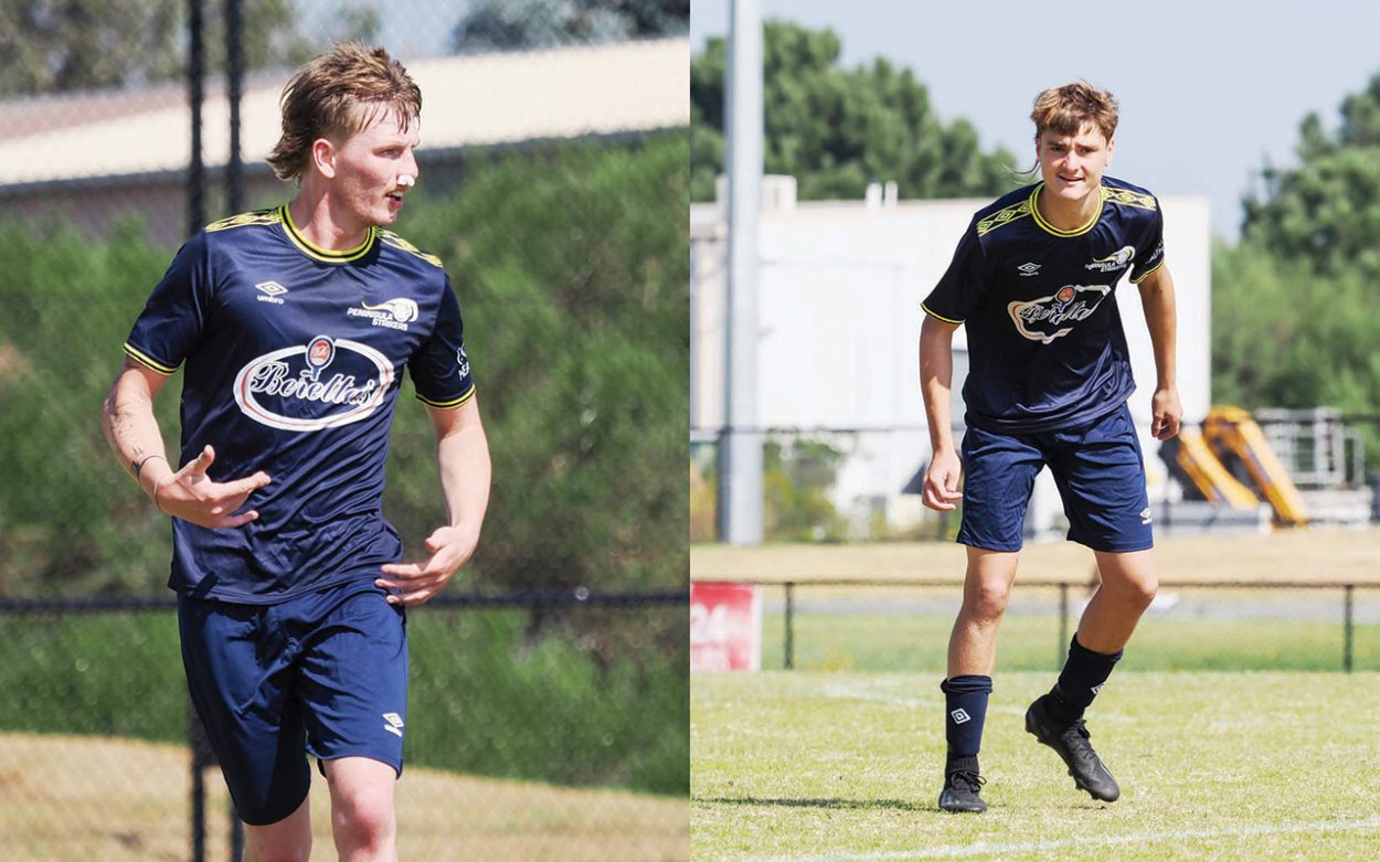 Young guns: Charlie Gunning (left) and Cal Hughes were among a host of Peninsula Strikers’ players making their full senior debuts on Saturday. Pictures: Paul Seeley, The Man In The Stands.