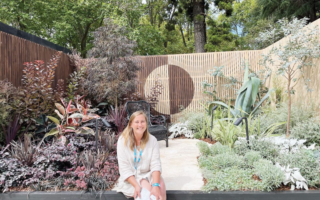 SOMERS landscape designer Ellen Freeman in front of her award winning garden Eclipse.