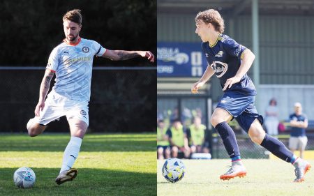 Headliners: Josh Heaton (left) has quit Mornington while Noah Musso came off the bench and scored the winner for high-flying Peninsula Strikers. Picture: Paul Seeley, The Man In The Stands