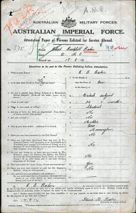 Robert Bates enlistment papers. 